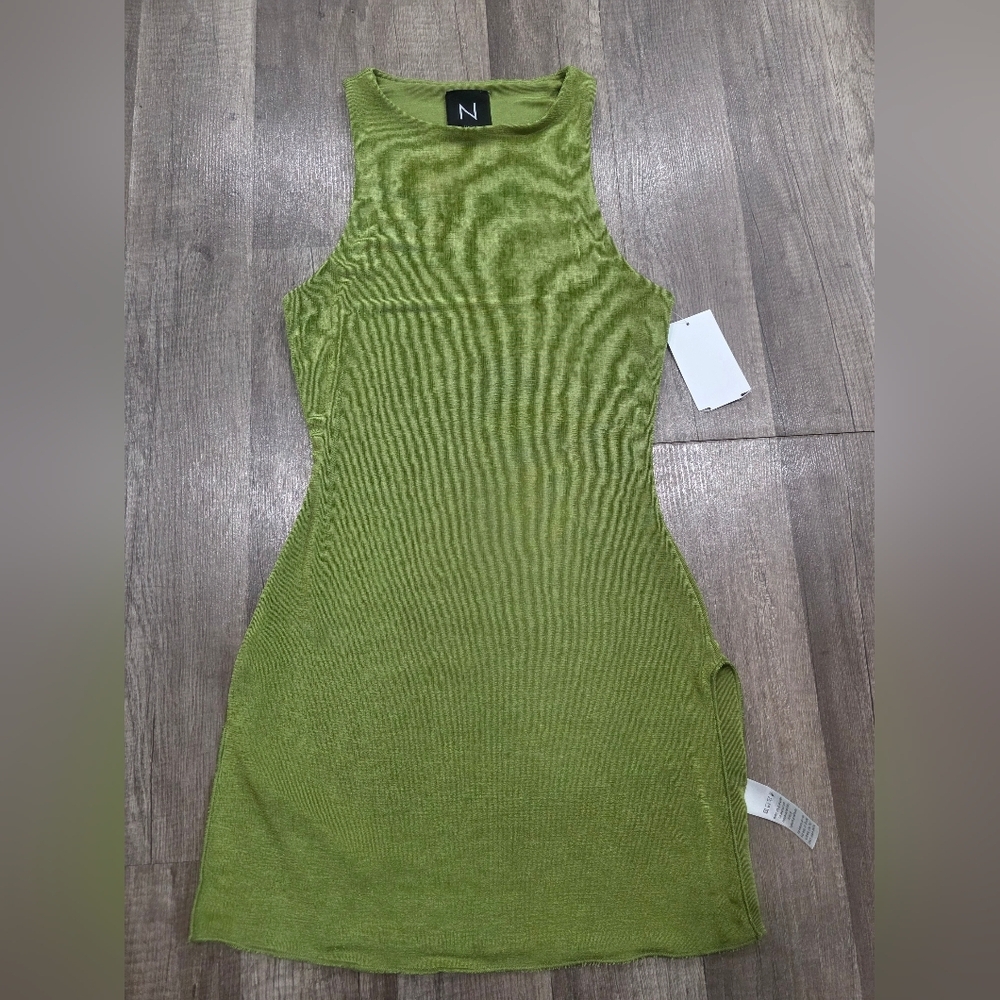 Nwt Naked Wardobe Green Shimmery Take It To The Top Long Tank Top Tunic Y2k